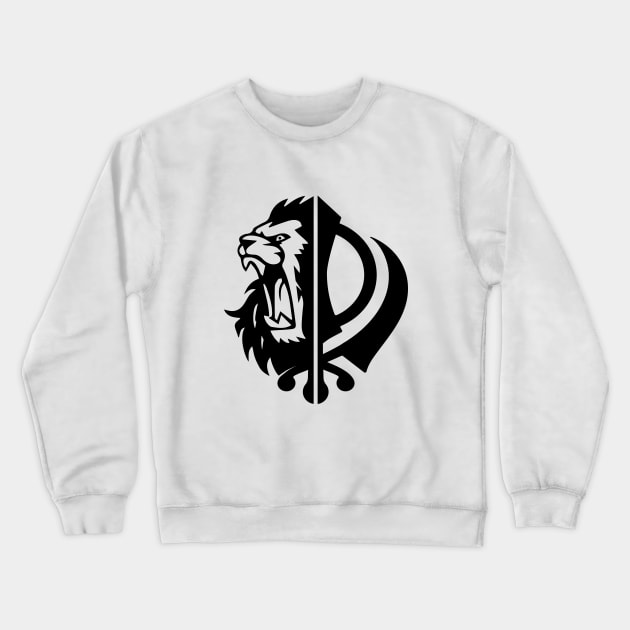 Sikh symbol khanda with Half Lion Face Crewneck Sweatshirt by PUNJABISTYL